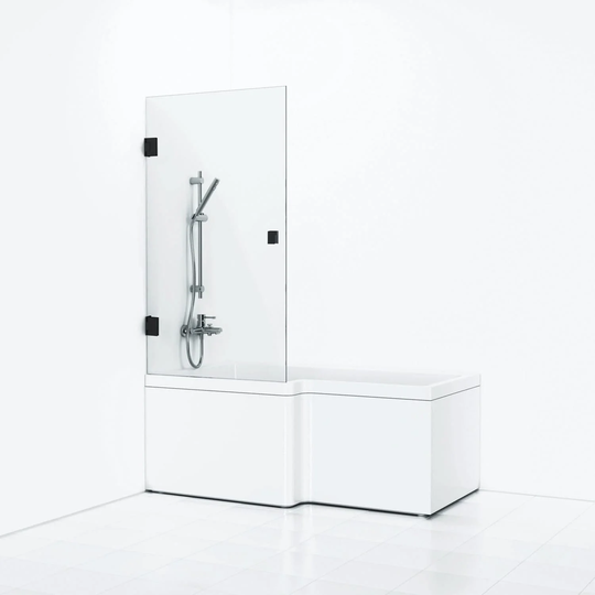 Svedbergs 180° Svingbar Badekarvegg 81cm Svart Matt / Krystall Glass