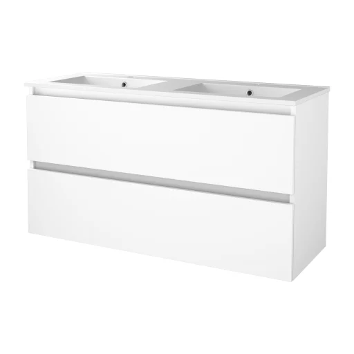 Sanibell Basicline møbelpakke 120x46 cm m/dobbelvask, hvit høyglans