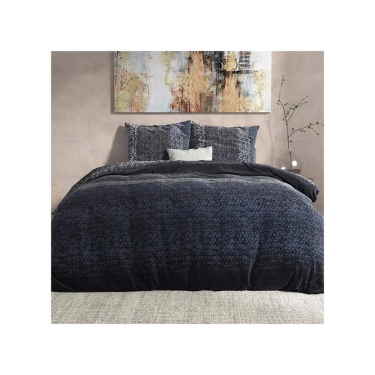 Dynebetræksæt i Flannel, 240 x 220 cm - Blue Knit