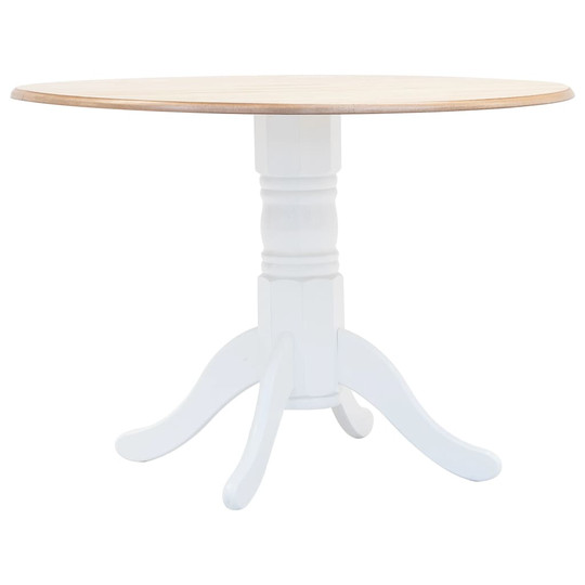 vidaXL spisebord 106 cm massivt gummitræ hvid og brun