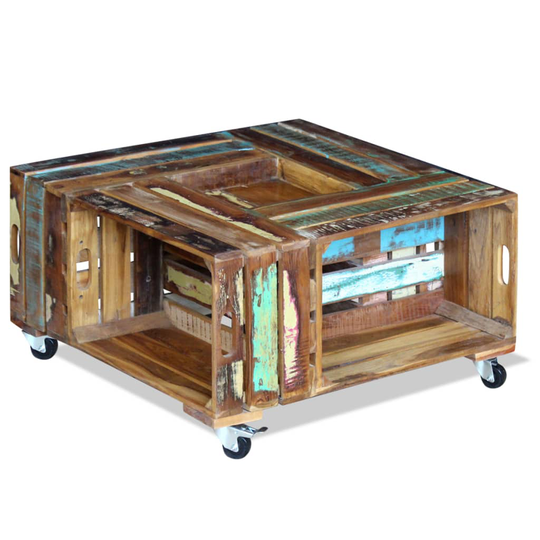 vidaXL sofabord 70x70x35 cm massivt genbrugstræ