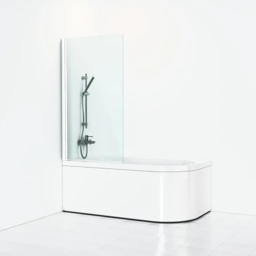 Svedbergs Skoga skjermvegg badekar 80 cm, klart glass/matt hvit