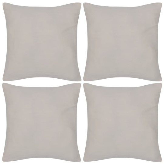 4 beige pudebetræk i bomuld 40 x 40 cm