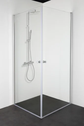 Cassøe SLIM Dusjhjørne 88,5 x 88,5 cm, Klart glass/Blank profil