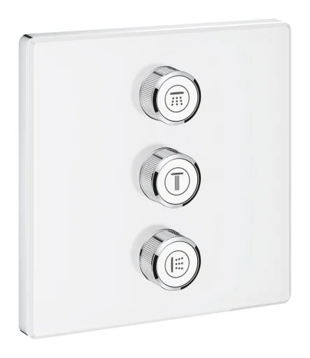 Grohe Grohtherm SmartControl Volume Kvadratisk Kontrollsett, 3 uttak, Hvit