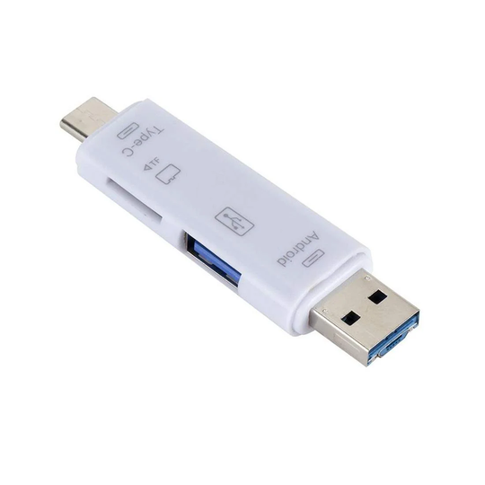 OTG Adapter, USB - 5-i-1 - Hvid