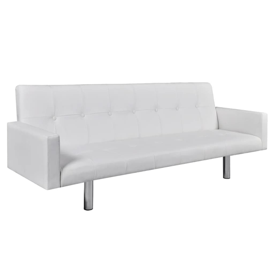 vidaXL sovesofa med armlæn hvid kunstlæder