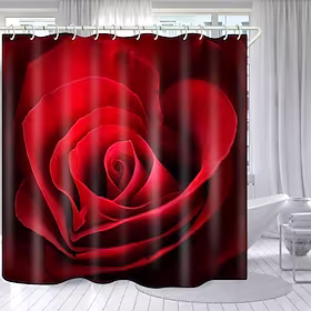 valentine's day dusjforheng, rød rose serien bad dusjforheng kroker moderne polyester vanntett