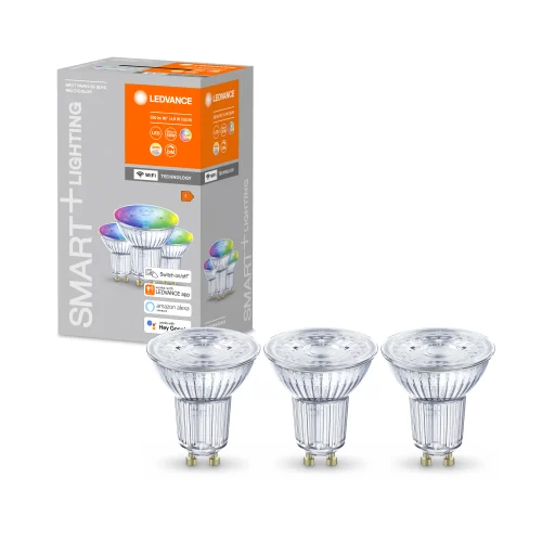 Ledvance Smart+ Par16 lyskilde til spot, 5W, RGBW, GU10, WiFi, 3 stk.
