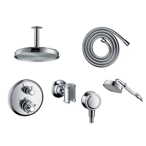 Hansgrohe Axor Montreux komplett dusjsett for innbygning, Krom (med takmontert hoveddusj)
