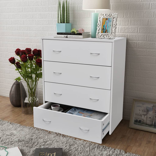 vidaXL skænk med 4 skuffer 60x30,5x71 cm hvid