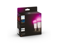 Philips Hue White and Color Ambiance - LED-lyspære - E27 - 6.5 W (tilsvarende 60 W) - klasse F - 16 millioner farver - 2000-6500 K - (pakke med 2) - 806lm