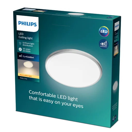myLiving Twirly Vegg- og taklampe grå, 12W 240V