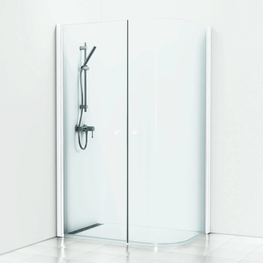 Svedbergs Skoga Dusjhjørne Asymmetrisk Hvit Matt / 147x80cm Klart Glass