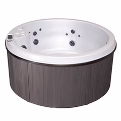 Vikingbad Vikingspa Viking II Perlehvit/grått - Grått FRP Lokk, LED&Rustfri Dyser