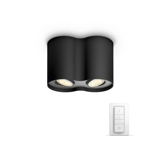 Philips Hue Pillar påbyggingsspot inkl. lysdimmer, dobbelt, sort