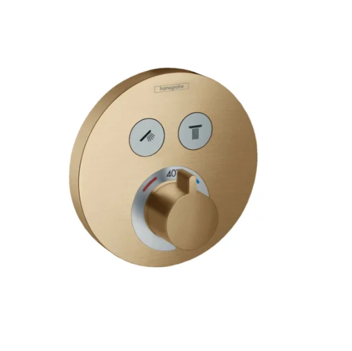 Hansgrohe ShowerSelect S termostatarmatur t/innbygging m/avsperring til 2 uttak, børstet bronse