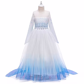 barn jenter frozen elsa kostyme kjole ytelse fest blå lilla lyseblå asymmetrisk langermet prinsesse søte kjoler høst vinter normal passform 3-12 år