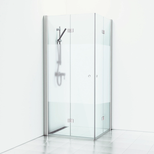 Svedbergs Skoga Dusjhjørne Leddet Matt Aluminium / 90x90cm Halvfrostet Glass