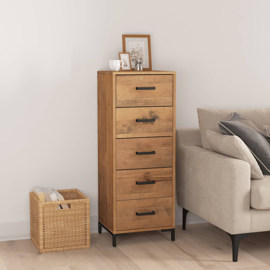 vidaXL kommode 42x35x110 cm massivt genanvendt fyrretræ