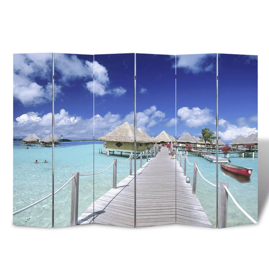 vidaXL foldbar rumdeler 217 x 170 strandmotiv