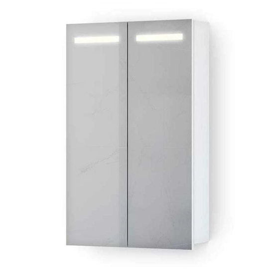 Vikingbad Ida Speilskap M/led, Stikk og Innvendig Speil - B(50-120)Xh80xd46cm Hvit Matt / 50cm