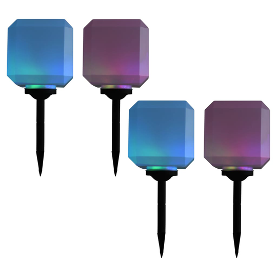 vidaXL udendørs solcellelamper 4 stk. LED kubeform 20 cm RGB