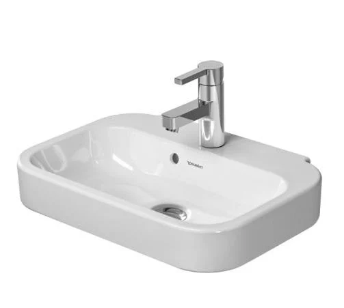 Duravit Happy D.2 Servant m/Tapphull, Overløp & avrundet bakkant - 50x36 cm