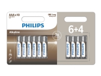 Philips LR03A10BP/10, Engangsbatteri, AAA, Alkaline, 1,5 V, 10 stk, 5 År