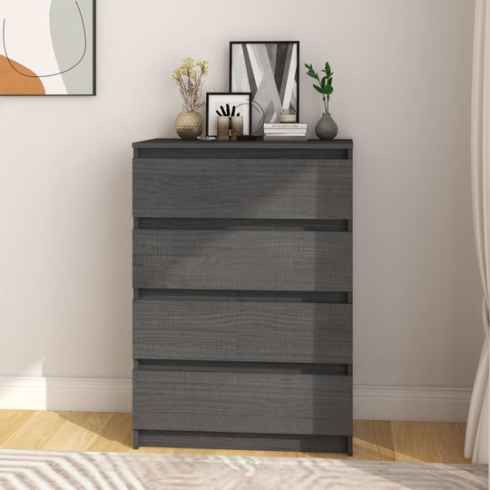 vidaXL kommode 60x36x84 cm massivt fyrretræ grå