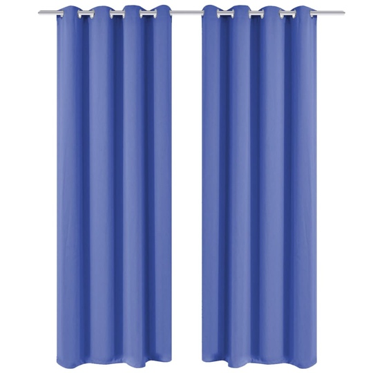 vidaXL mørklægningsgardiner 2 stk. med metalsnøreringe 135x175 cm blå