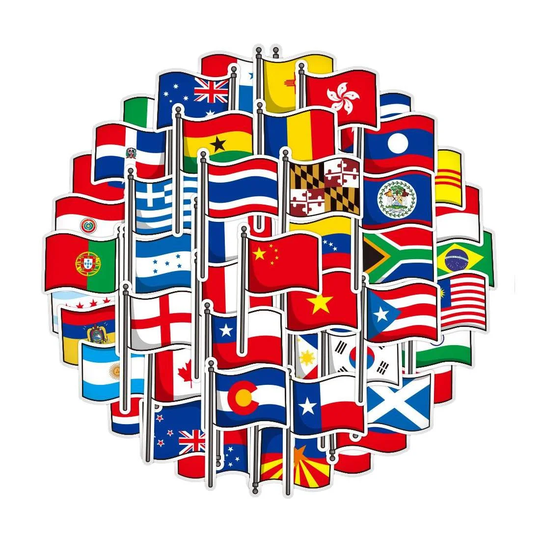 Pakke med Klistermærker - Nationale Flag