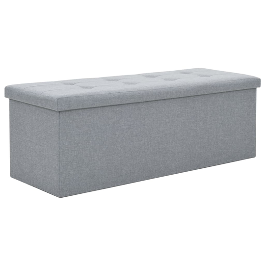 vidaXL foldbar opbevaringsbænk imiteret linned 110 x 38 x 38 cm lysegrå