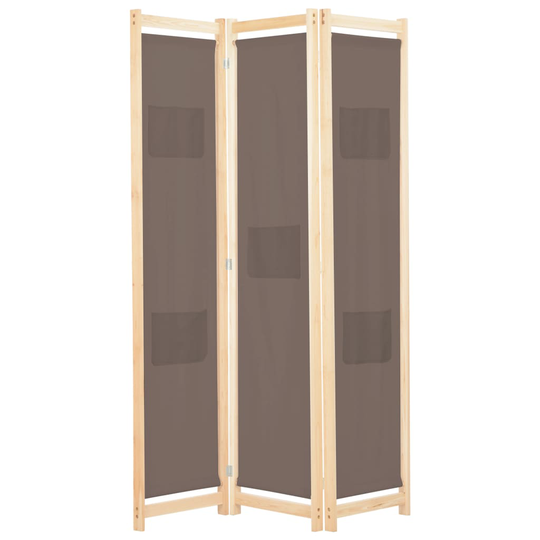 vidaXL 3-panels rumdeler 120 x 170 x 4 cm stof brun