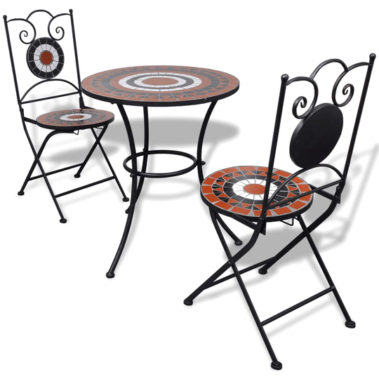 vidaXL bistrosæt 3 dele keramikfliser terracotta og hvid
