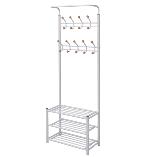 vidaXL knagerække med skoopbevaring 68x32x182,5 cm hvid