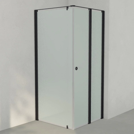 INR Iconic Nordic Rooms Dusjhjørne Linc 15 Måltilpasset Svart Matt / - Høyre Frostet Glass