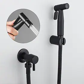 håndholdt bidet-sprøytesett for toalett, håndholdt bleiesprøyte, toalettrengjøringssprøyte, baderomsstrålesprøytesett sprayfeste med slange, rustfritt stål enk