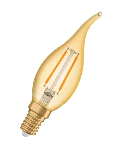 Vintage 1906 LED Kerte vindkast 2,5W 825, 220 lumen, E14, gull