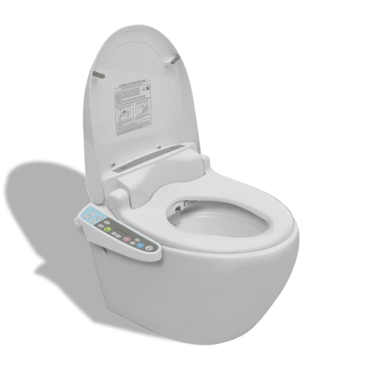 vidaXL toilet med autoelektronisk sæde væghængt hvid