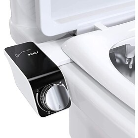 bidetfeste for toalett - selvrensende dobbel dyse, ikke-elektrisk bidet, bidetsprøyte med varmt ferskvann med trykkkontroller