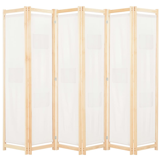 vidaXL 6-panelers rumdeler 240 x 170 x 4 cm stof cremefarvet