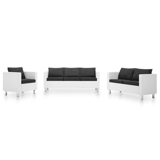 vidaXL sofasæt i 3 dele kunstlæder hvid og mørkegrå