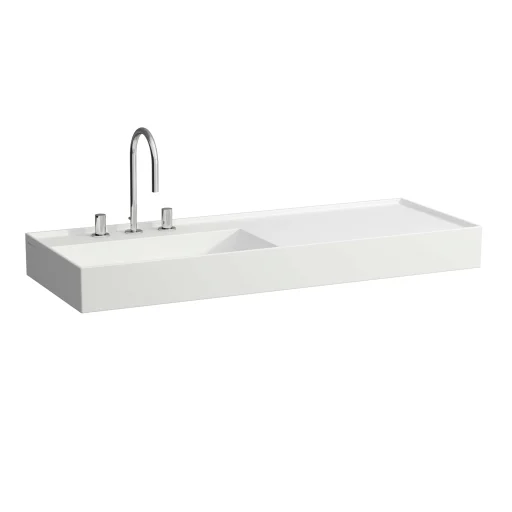 Kartell Laufen håndvask, 120x46 cm, hylle til høyre, matt hvit