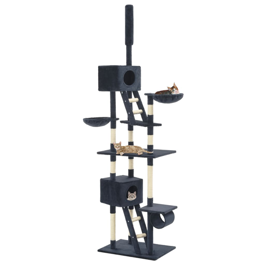 vidaXL kradsetræ til katte med sisal-kradsestolper 230-260 cm mørkeblå
