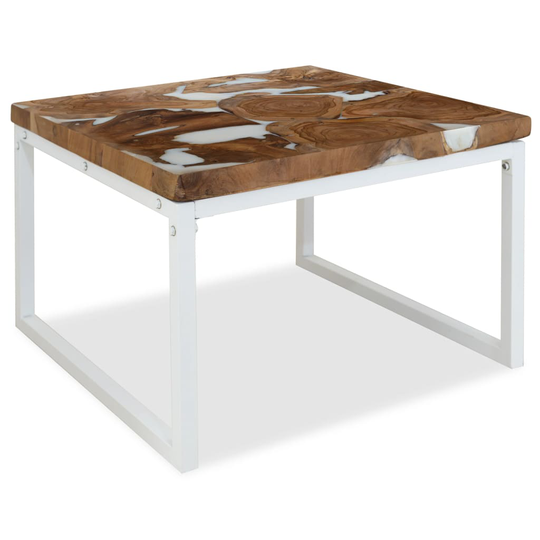 vidaXL sofabord i teaktræ og plastik 60 x 60 x 40 cm
