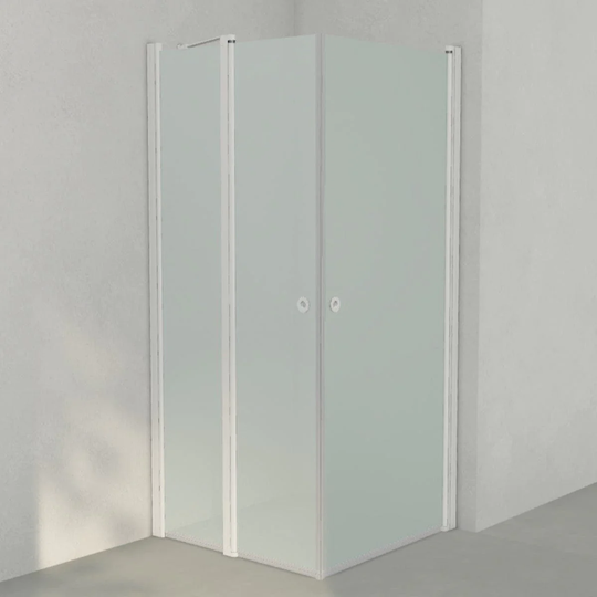INR Iconic Nordic Rooms Dusjhjørne Linc 14 Måltilpasset Hvit Matt / - Høyre Frostet Glass