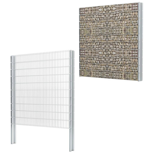 vidaXL 2D gabionhegn galvaniseret stål 2,008x2,03 m 20 m sølvfarvet