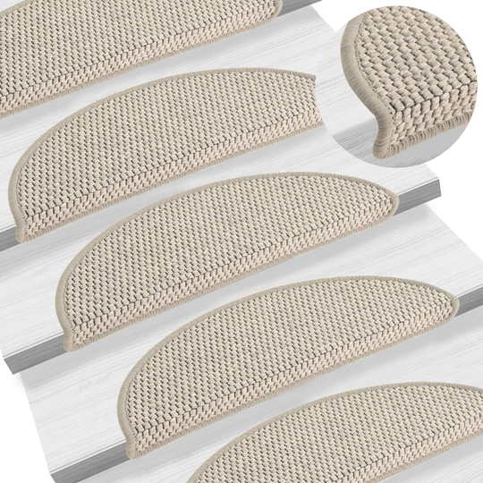 vidaXL selvklæbende trappemåtter 15 stk. 56x20 cm sisal-look gråbrun