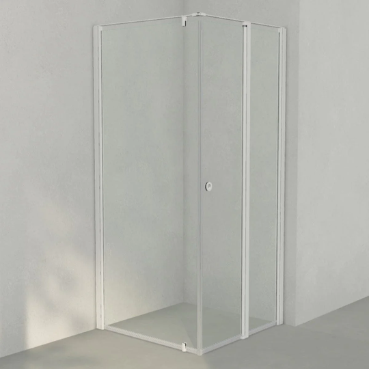 INR Iconic Nordic Rooms Dusjhjørne Linc 15 Måltilpasset Matt Aluminium / - Høyre Timeless Klart Glass